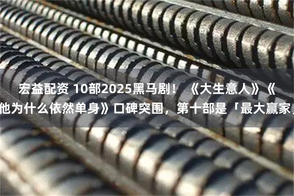 宏益配资 10部2025黑马剧！ 《大生意人》《他为什么依然单身》口碑突围，第十部是「最大赢家」